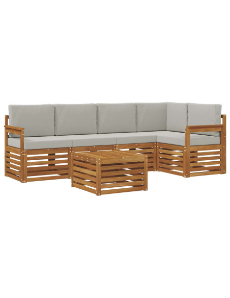 Set divani con cuscino 6 pcs Grigio Naturale e Chiaro