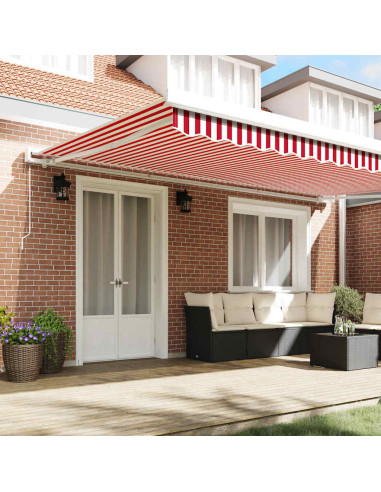Tenda Retrattile Rosso e Bianco 500 × 300 cm Tessuto e Metallo