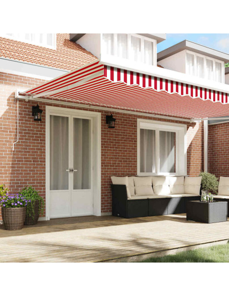 Tenda Retrattile Rosso e Bianco 500 × 300 cm Tessuto e Metallo