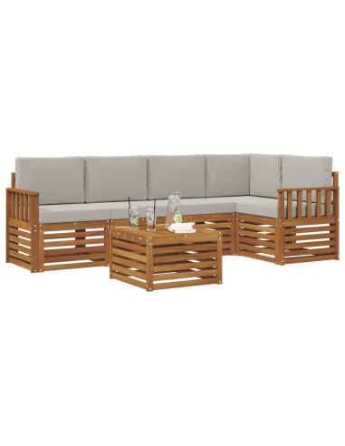 Set divani con cuscino 6 pcs Grigio Naturale e Chiaro