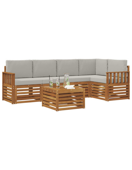 Set divani con cuscino 6 pcs Grigio Naturale e Chiaro