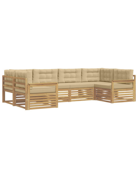 Set di divani da esterno con cuscino 6 pcs Bianco e Beige