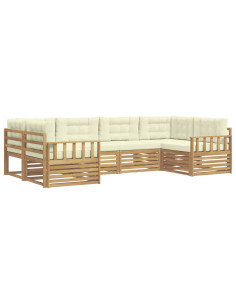 Set di divani da esterno con cuscino 6 pcs Bianco e Crema 2