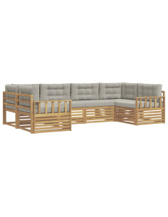 Set di divani da esterno 6 pcs Bianco e Grigio Chiaro 2