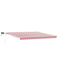 Tenda Retrattile Rosso e Bianco 400 × 300 cm Tessuto e acciaio 2