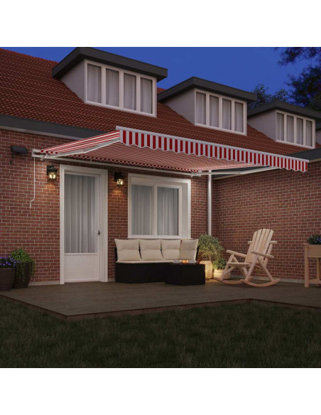 Tenda Retrattile Rosso e Bianco 400 × 300 cm Tessuto e acciaio