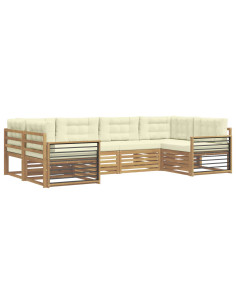 Set di divani da esterno con cuscino 6 pcs Bianco e Crema 2