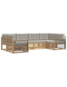 Set di divani da esterno 6 pcs Bianco e Grigio Chiaro 2
