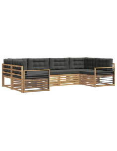 Set di divani da esterno con cuscino 6 pcs Bianco e Antracite 2