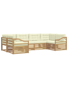 Set di divani da esterno 6 pcs Bianco e Crema Poliestere 2