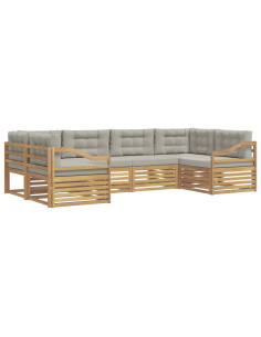 Set di divani da esterno 6 pcs Bianco e Grigio Chiaro 2