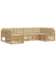 Set di divani da esterno 6 pcs Bianco e Beige Poliestere 2