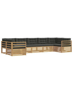 Set di divani da esterno 7 pcs Bianco e Antracite Poliestere 2