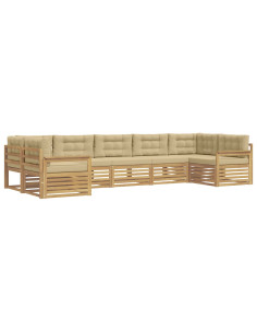 Set di divani da esterno con cuscino 7 pcs Bianco e Beige 2