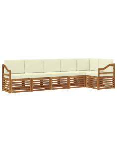Set divani 6 pcs Naturale e Crema Legno di Acacia Massello 2