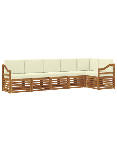 Set divani 6 pcs Naturale e Crema Legno di Acacia Massello