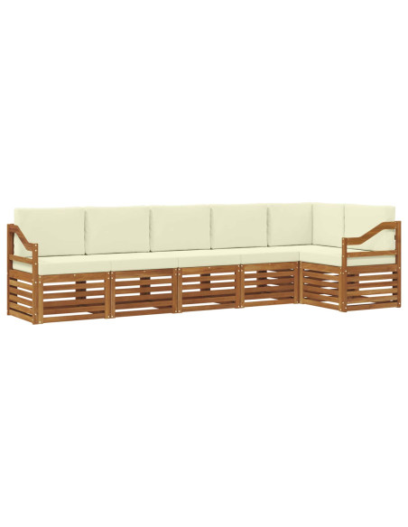 Set divani 6 pcs Naturale e Crema Legno di Acacia Massello