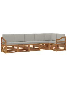 Set divani con cuscino 6 pcs Grigio Naturale e Chiaro 2