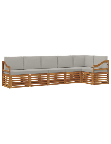 Set divani con cuscino 6 pcs Grigio Naturale e Chiaro