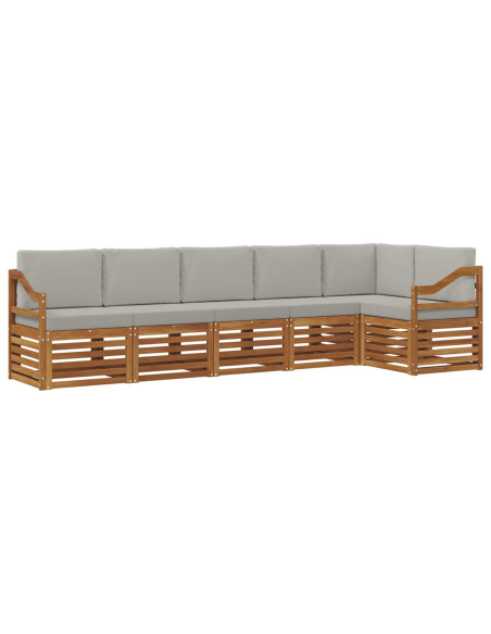 Set divani con cuscino 6 pcs Grigio Naturale e Chiaro