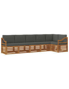 Set divani 6 pcs Naturale e Antracite Legno di Acacia Massello 2
