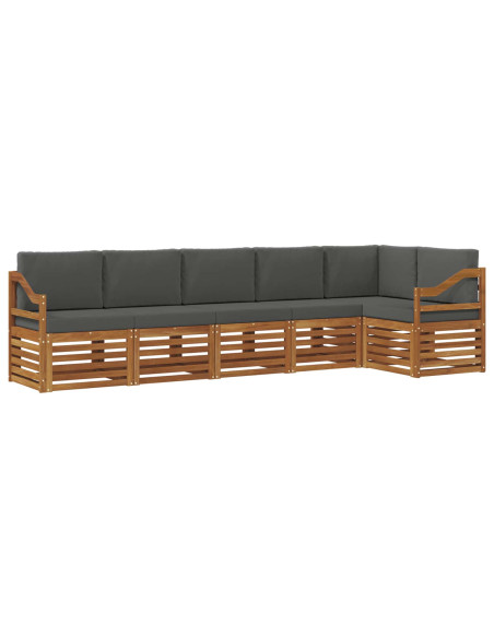 Set divani 6 pcs Naturale e Antracite Legno di Acacia Massello