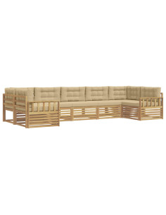 Set di divani da esterno con cuscino 7 pcs Bianco e Beige 2