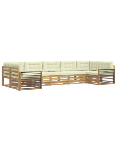 Set di divani da esterno con cuscino 7 pcs Bianco e Crema 2
