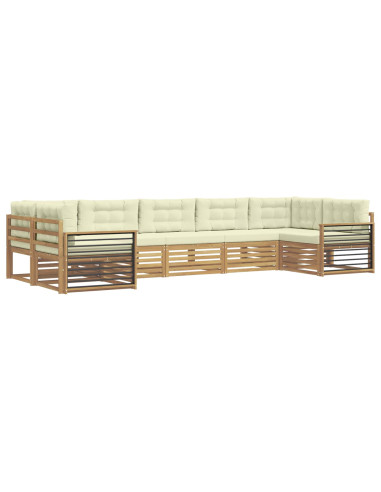 Set di divani da esterno con cuscino 7 pcs Bianco e Crema