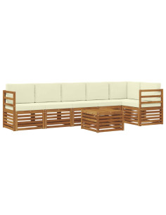 Set divani 7 pcs Naturale e Crema Legno di Acacia Massello 2