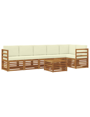 Set divani 7 pcs Naturale e Crema Legno di Acacia Massello