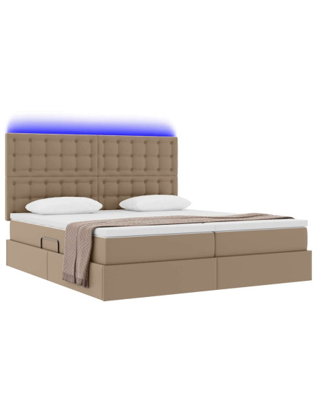 Letto con contenitore e LED Cappuccino 200 x 200 cm
