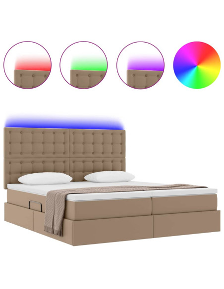 Letto con contenitore e LED Cappuccino 200 x 200 cm