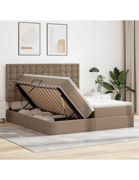 Letto con contenitore e LED Cappuccino 200 x 200 cm