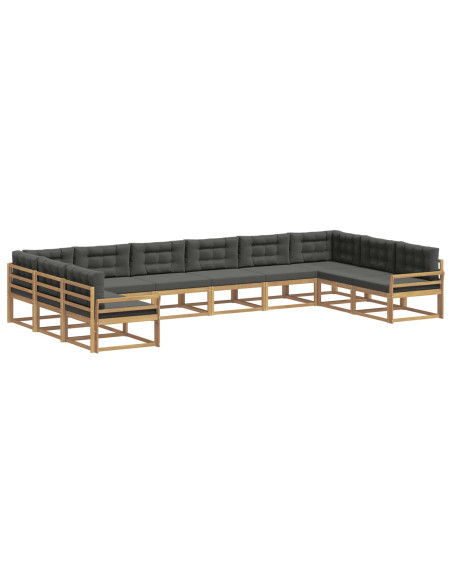 Set di divani da esterno con cuscino 10 pcs Bianco e Antracite