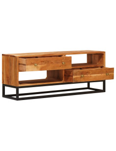 Mobile TV Naturale 110 x 30 x 44 cm Legno di Acacia Massello 2