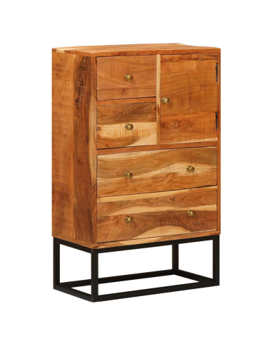 Cassettiera Naturale 55 x 30 x 90 cm Legno di Acacia Massello
