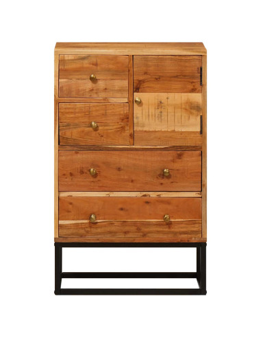 Cassettiera Naturale 55 x 30 x 90 cm Legno di Acacia Massello