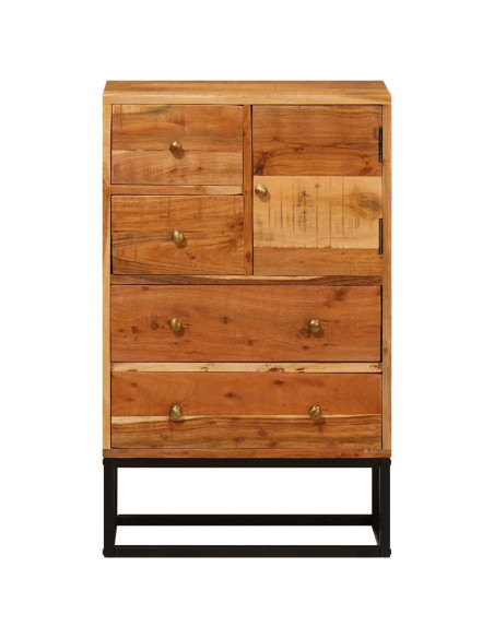 Cassettiera Naturale 55 x 30 x 90 cm Legno di Acacia Massello