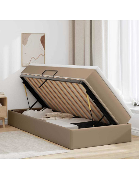Letto con contenitore e materasso Cappuccino 100 x 200 cm
