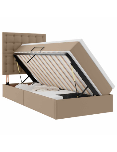 Letto con Contenitore Cappuccino 100 x 200 cm Pelle Sintetica