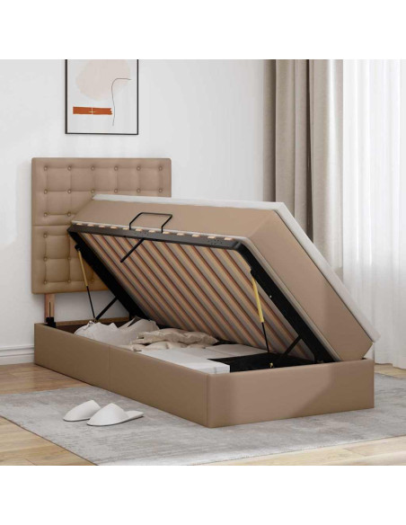 Letto con Contenitore Cappuccino 100 x 200 cm Pelle Sintetica
