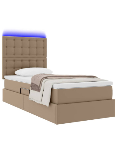 Letto con contenitore e LED con led Cappuccino 100 x 200 cm