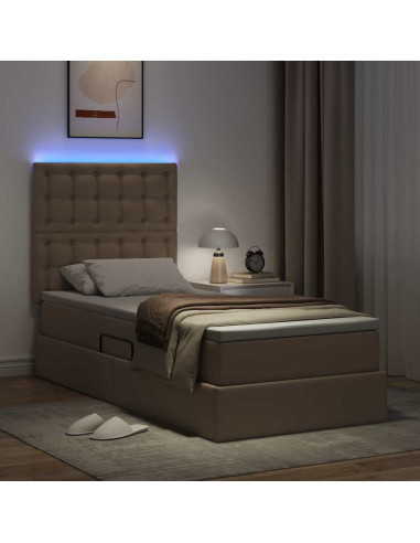 Letto con contenitore e LED con led Cappuccino 100 x 200 cm