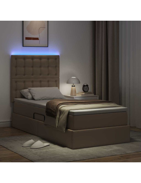 Letto con contenitore e LED con led Cappuccino 100 x 200 cm