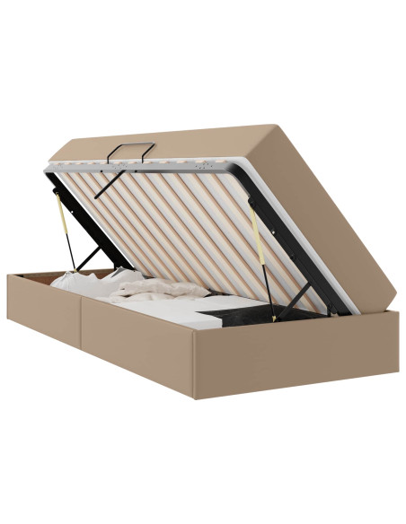 Letto con contenitore e materasso 2 pcs Cappuccino Pelle