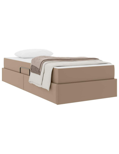 Letto con contenitore e materasso 2 pcs Cappuccino Pelle