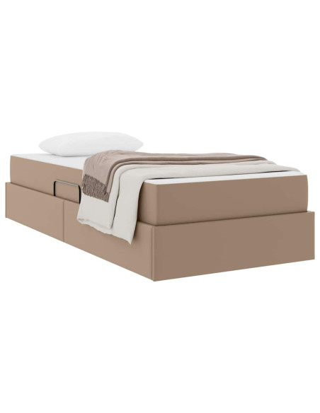 Letto con contenitore e materasso 2 pcs Cappuccino Pelle