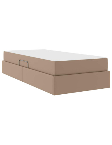 Letto con contenitore e materasso 2 pcs Cappuccino Pelle