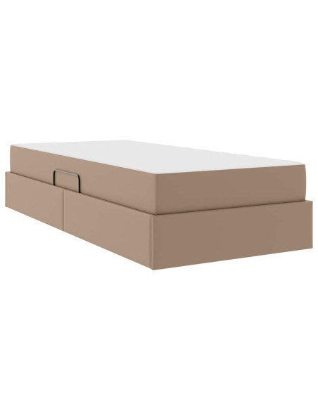 Letto con contenitore e materasso 2 pcs Cappuccino Pelle